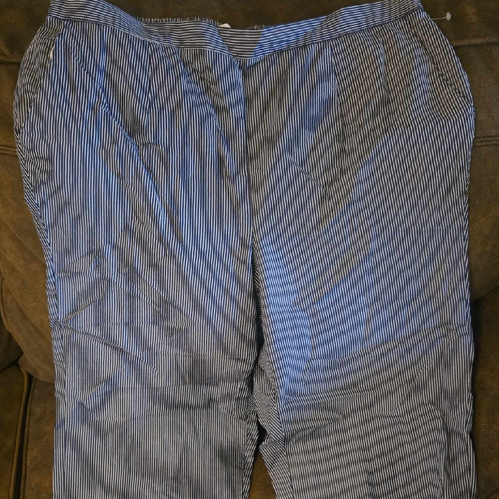 Alfred Dunner Navy and White Striped Pants Size 16W